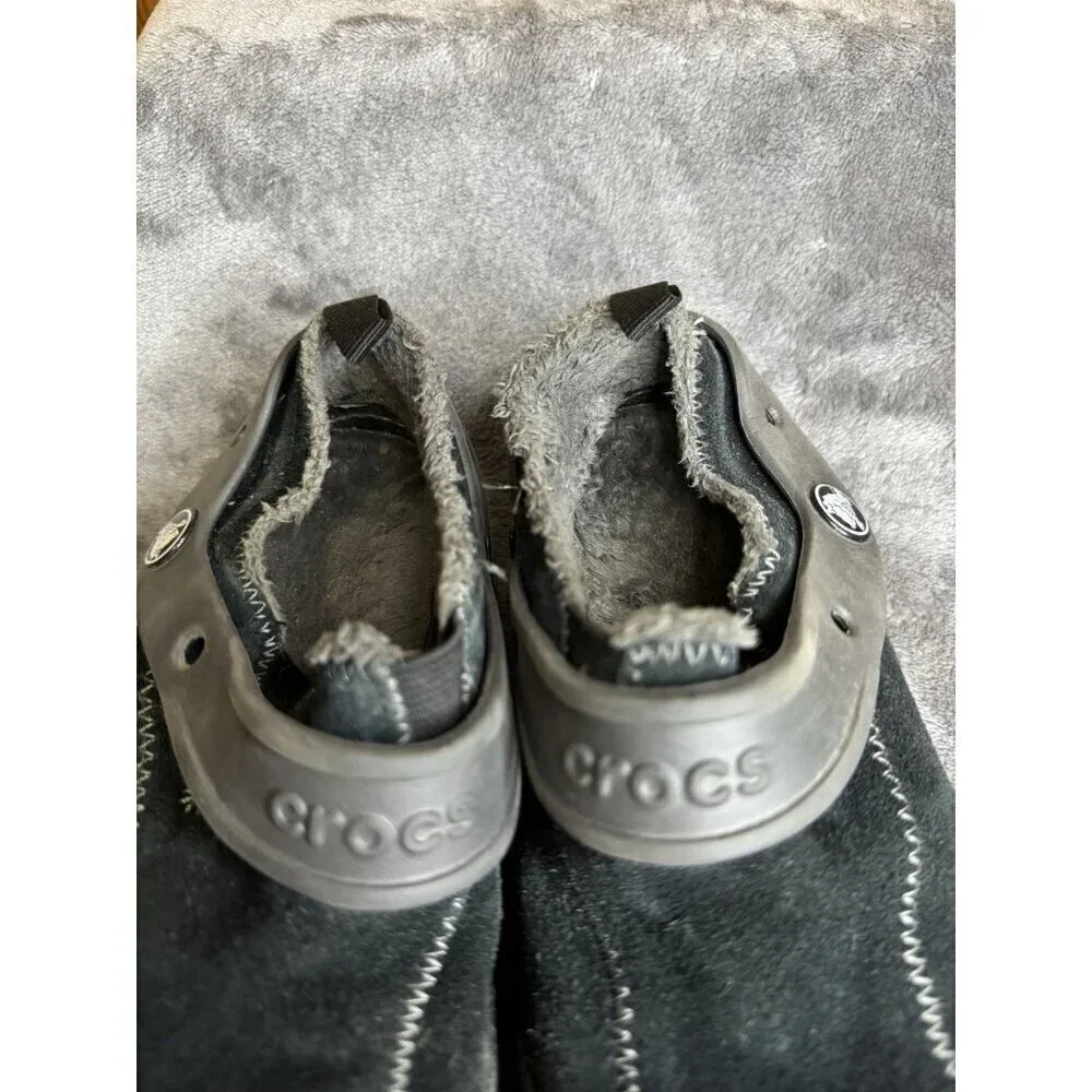 CROCS Dawson Black Suede Faux Fur Kids Unisex Shoes Child Sz C12/13 2 Pairs